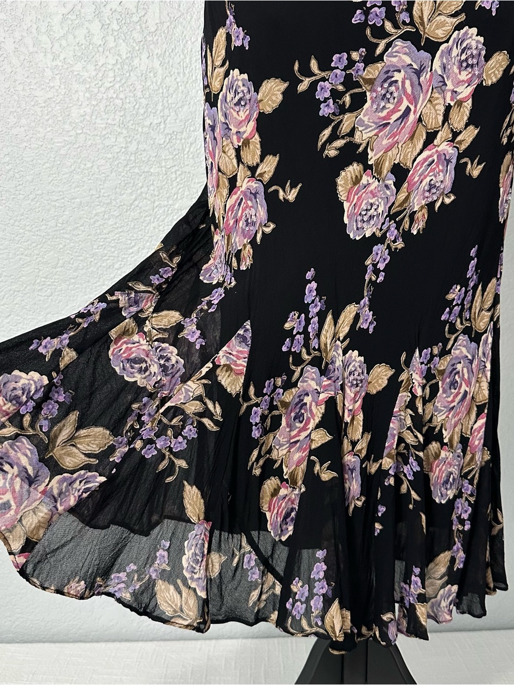 Vtg Dressbarn Floral Maxi Dress Sz M Whimsigoth 90s Grunge Dark Romantic Fairy - Picture 3 of 10